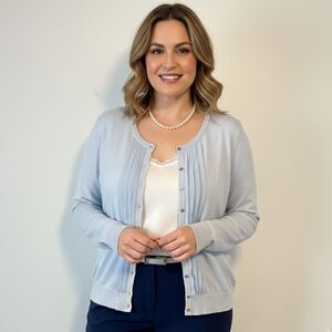 Talbots Italian Merino Wool Sweater Cardigan NEW Plus Size 2X Silk Trim